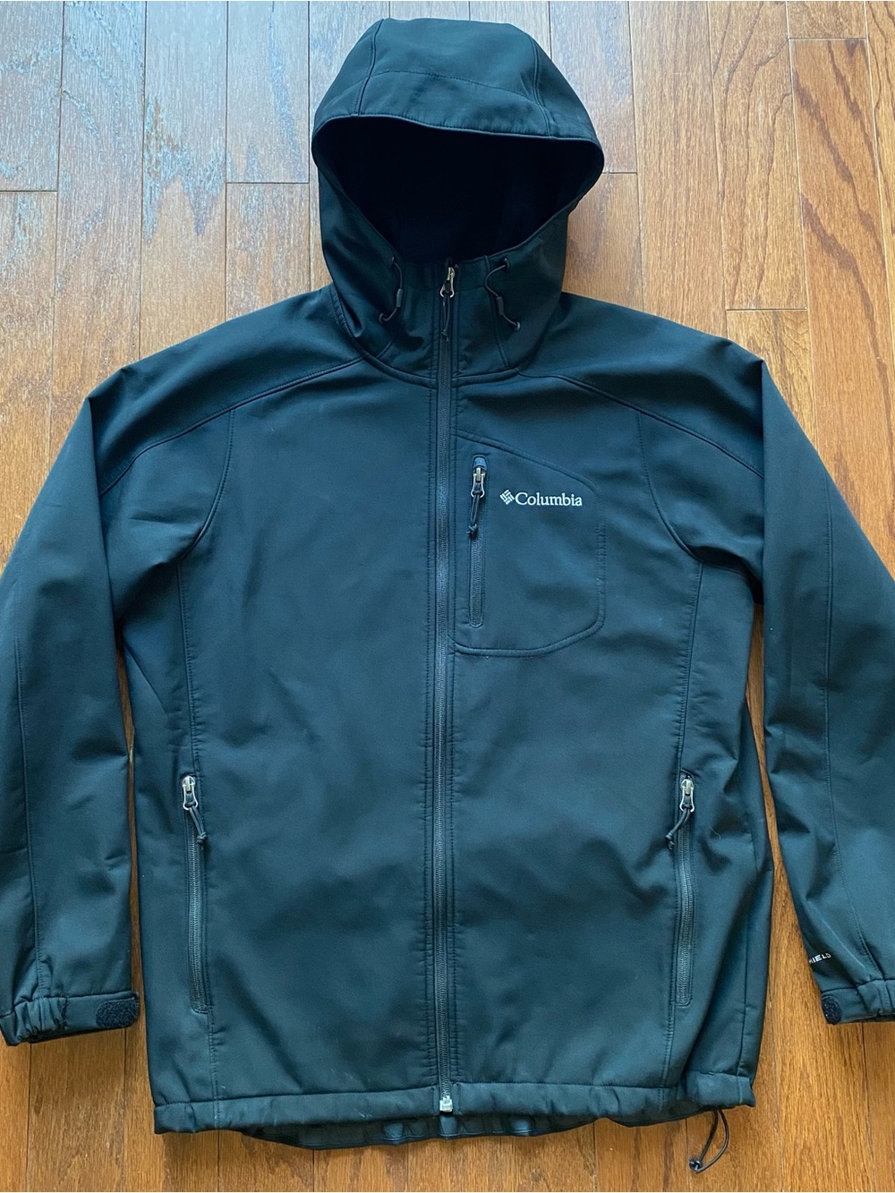 Columbia Omni-Shield Soft Shell Hooded Fleece Lined Jacket Black Mens Medium